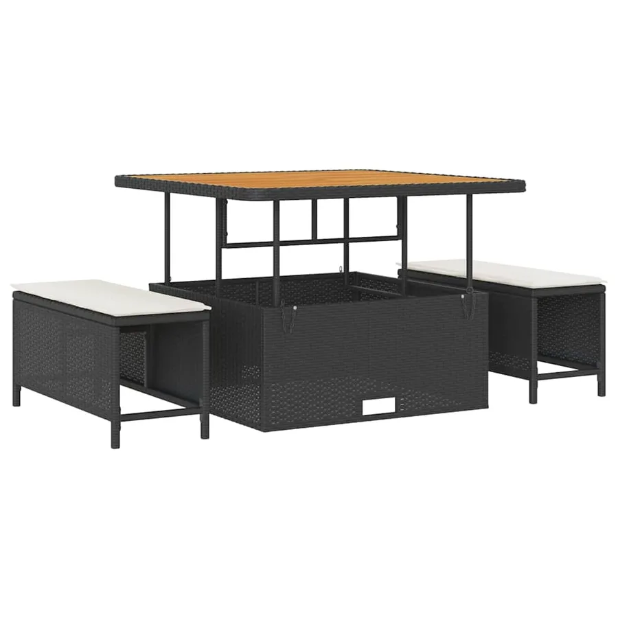 Ensemble de canapé de jardin avec coussin 13 pcs Noir polyrotin - 4