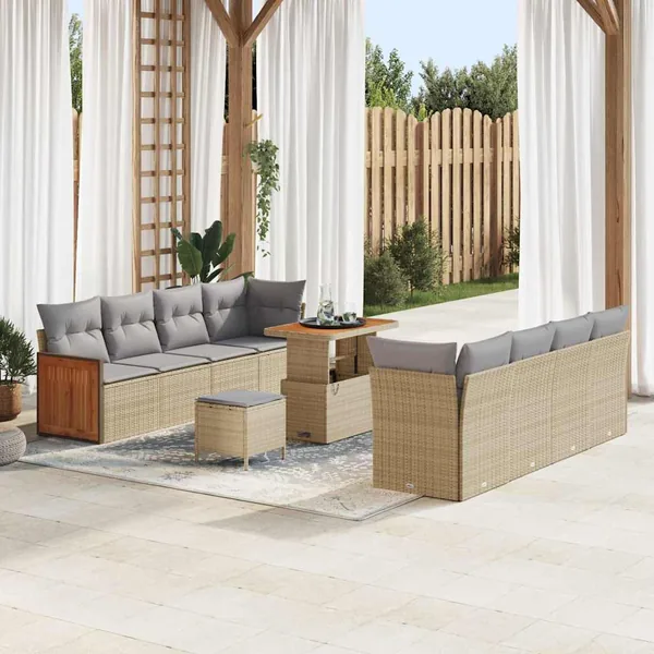 Ensemble de canapé de jardin 12 pcs Beige et Gris clair