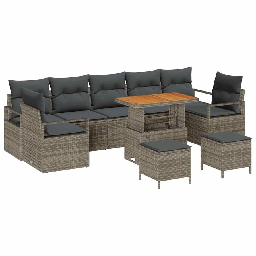 Ensemble de canapé de jardin avec coussin 10 pcs Gris - 2