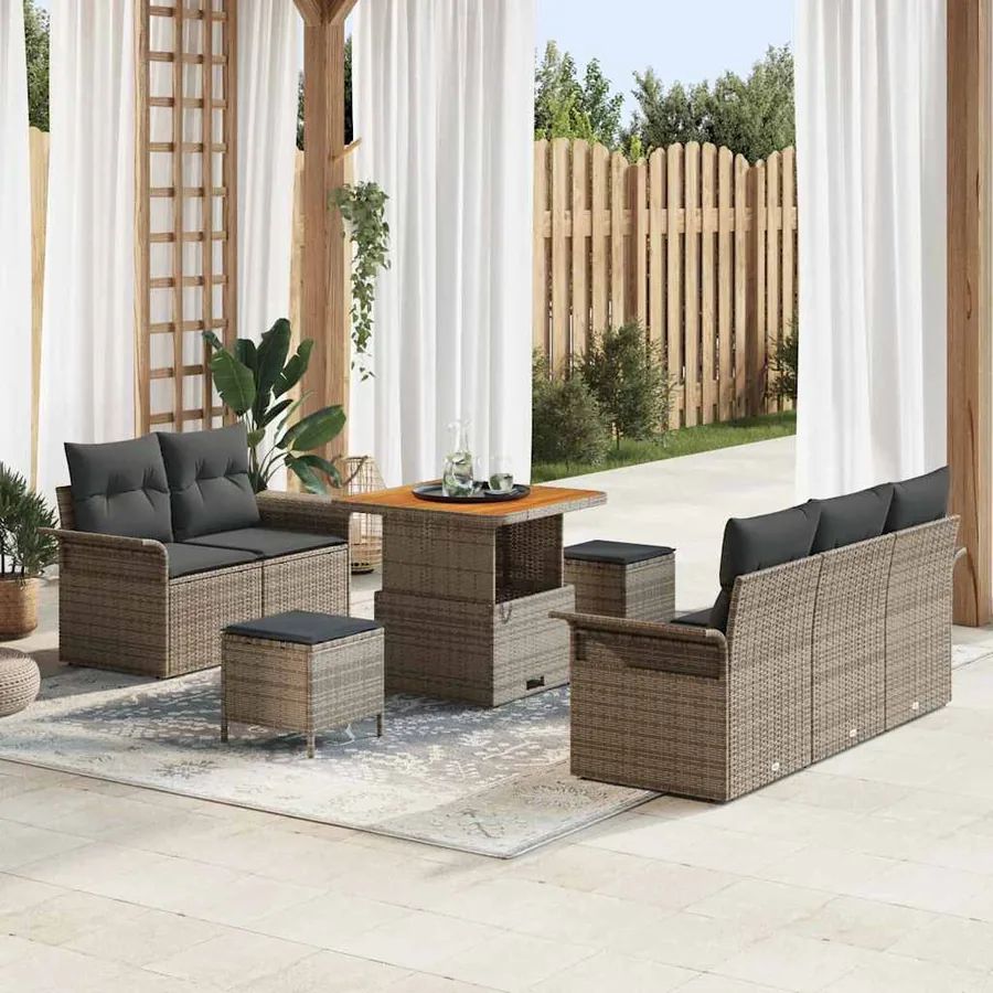 Ensemble de canapé de jardin avec coussin 8 pcs Gris