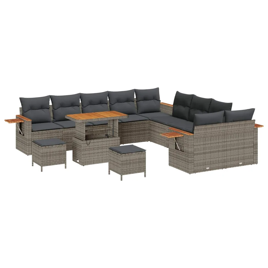 Ensemble de canapé de jardin 13 pcs Gris polyrotin - 2