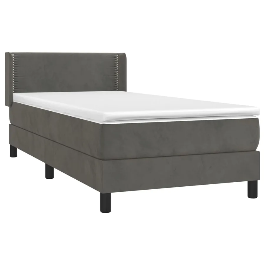 Sommier à lattes de lit et matelas Gris foncé 90x200 cm Velours - 3