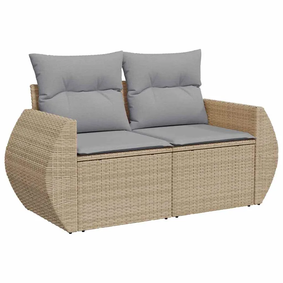 Ensemble de canapé de jardin 9 pcs Beige polyrotin - 6