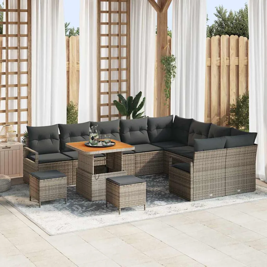 Ensemble de canapé de jardin avec coussin 12 pcs Gris