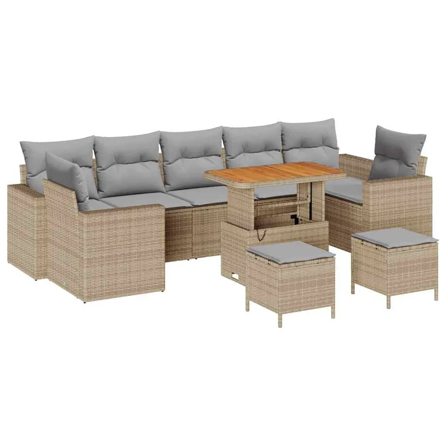 Ensemble de canapé de jardin 10 pcs Beige polyrotin - 2