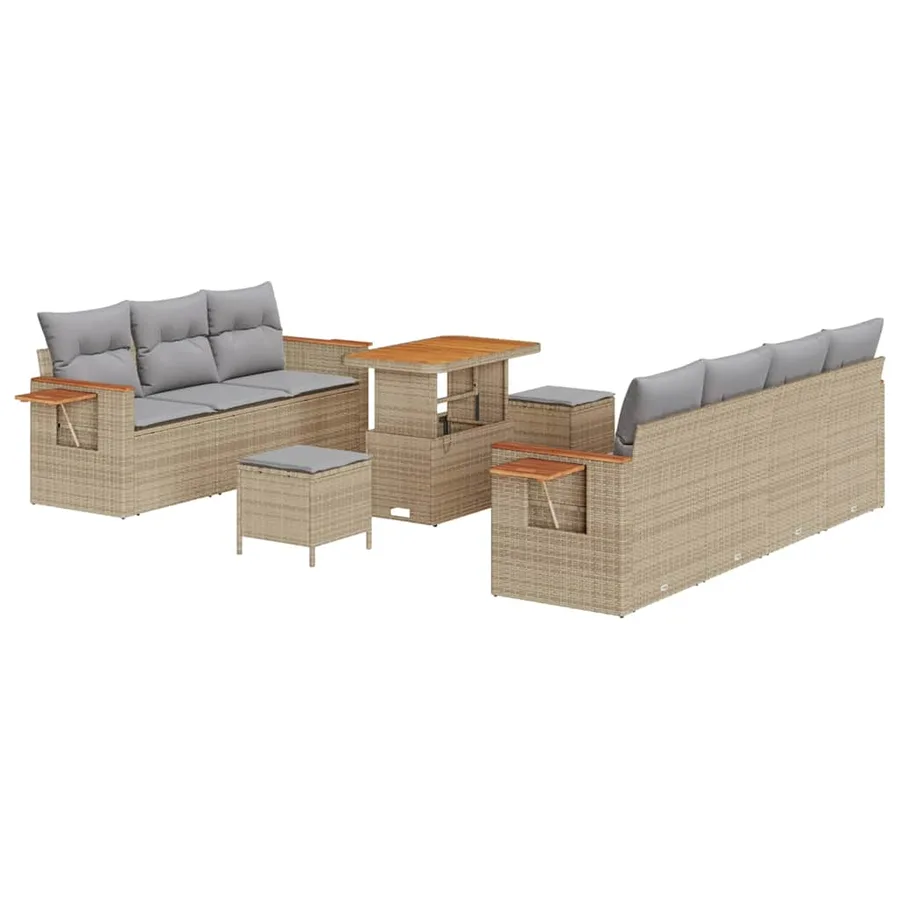 Ensemble de canapé de jardin 13 pcs Beige et Gris clair - 2