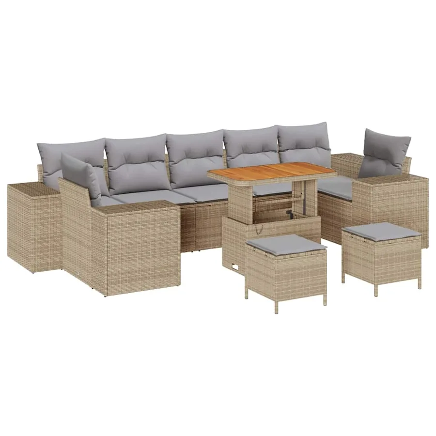 Ensemble de canapé de jardin 10 pcs Beige polyrotin - 2