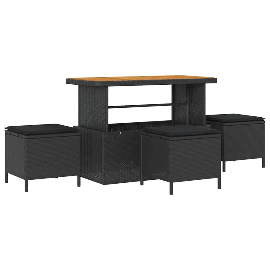 Ensemble de canapé de jardin avec coussin 9 pcs Noir polyrotin - 3