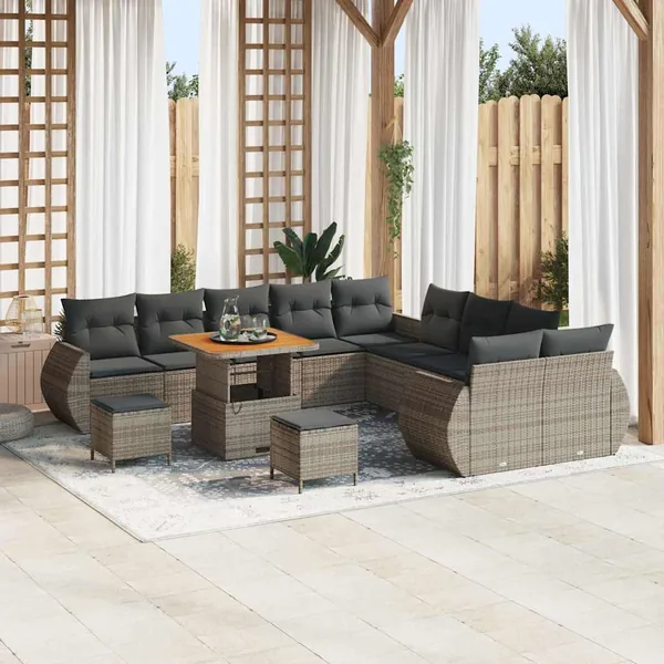 Ensemble de canapé de jardin 13 pcs Gris polyrotin