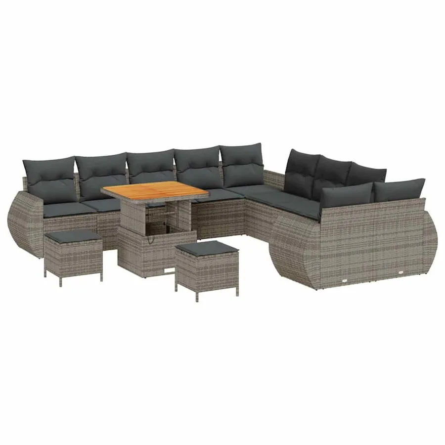 Ensemble de canapé de jardin 13 pcs Gris polyrotin - 2