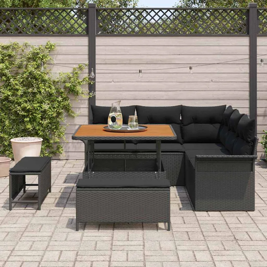Ensemble de canapé de jardin avec coussin 8 pcs Noir polyrotin - 3