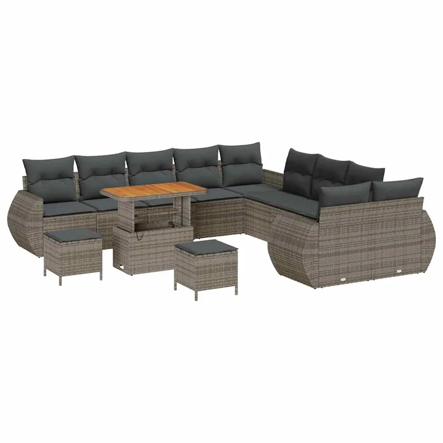 Ensemble de canapé de jardin 13 pcs Gris polyrotin - 2
