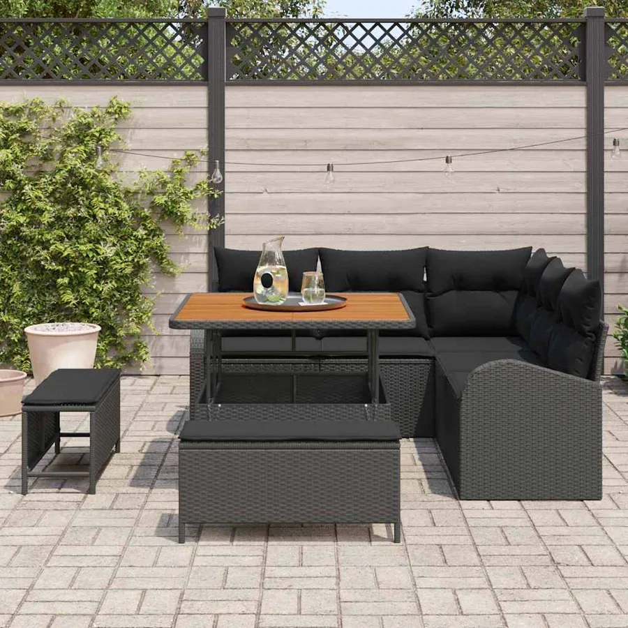 Ensemble de canapé de jardin avec coussin 8 pcs Noir polyrotin - 3