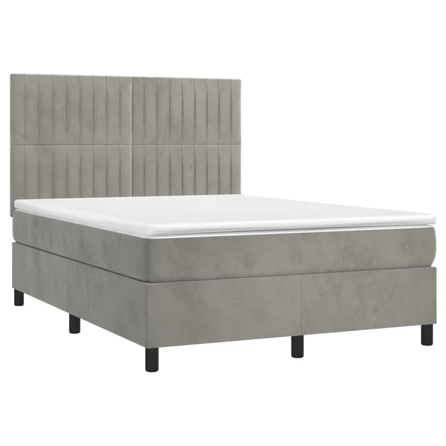 Sommier à lattes de lit avec matelas LED Gris clair 140x190 cm - 3