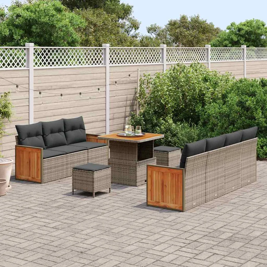 Ensemble de canapé de jardin avec coussin 13 pcs Gris polyrotin - 3