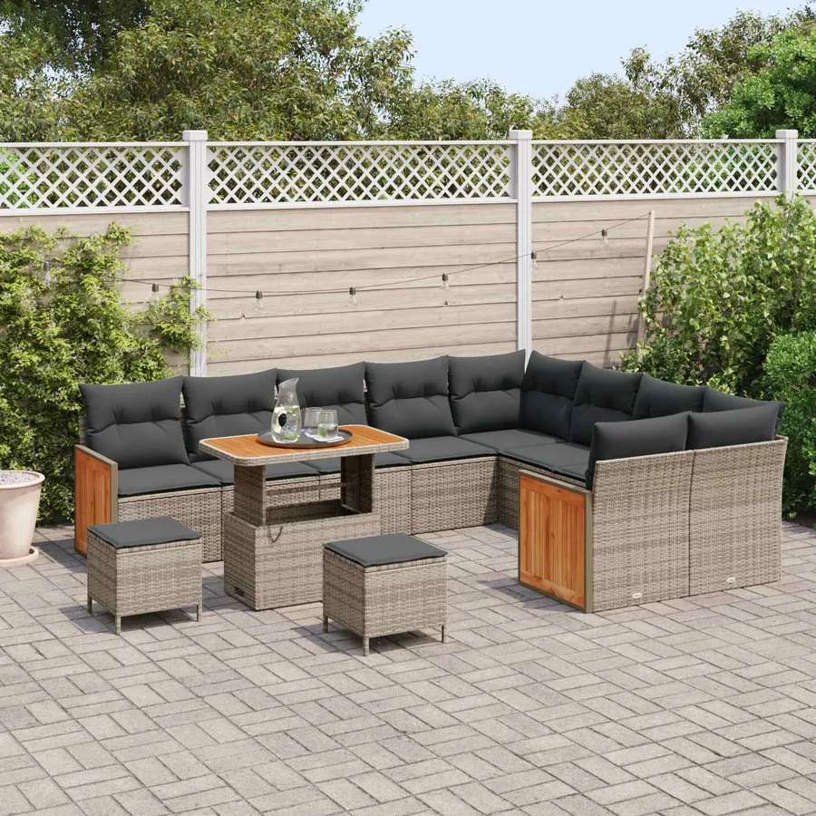 Ensemble de canapé de jardin avec coussin 12 pcs Gris - 3