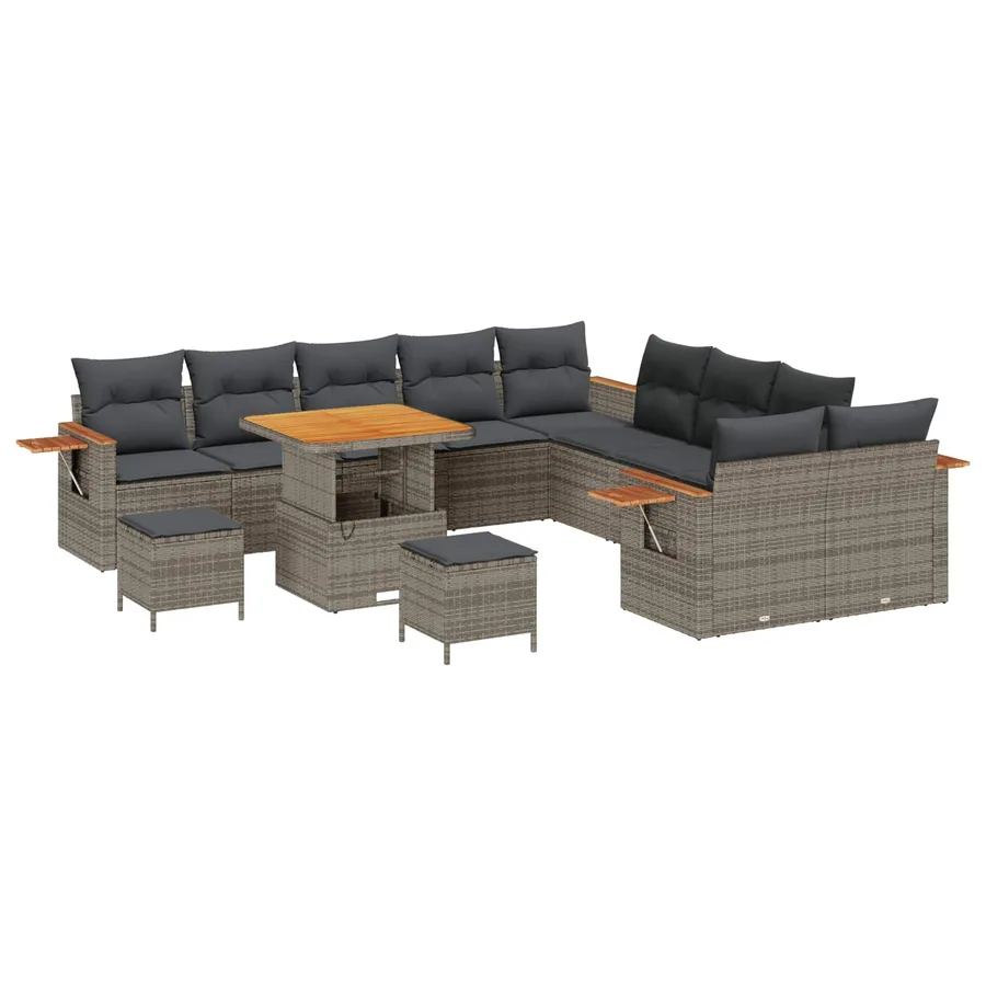 Ensemble de canapé de jardin 13 pcs Gris polyrotin - 2