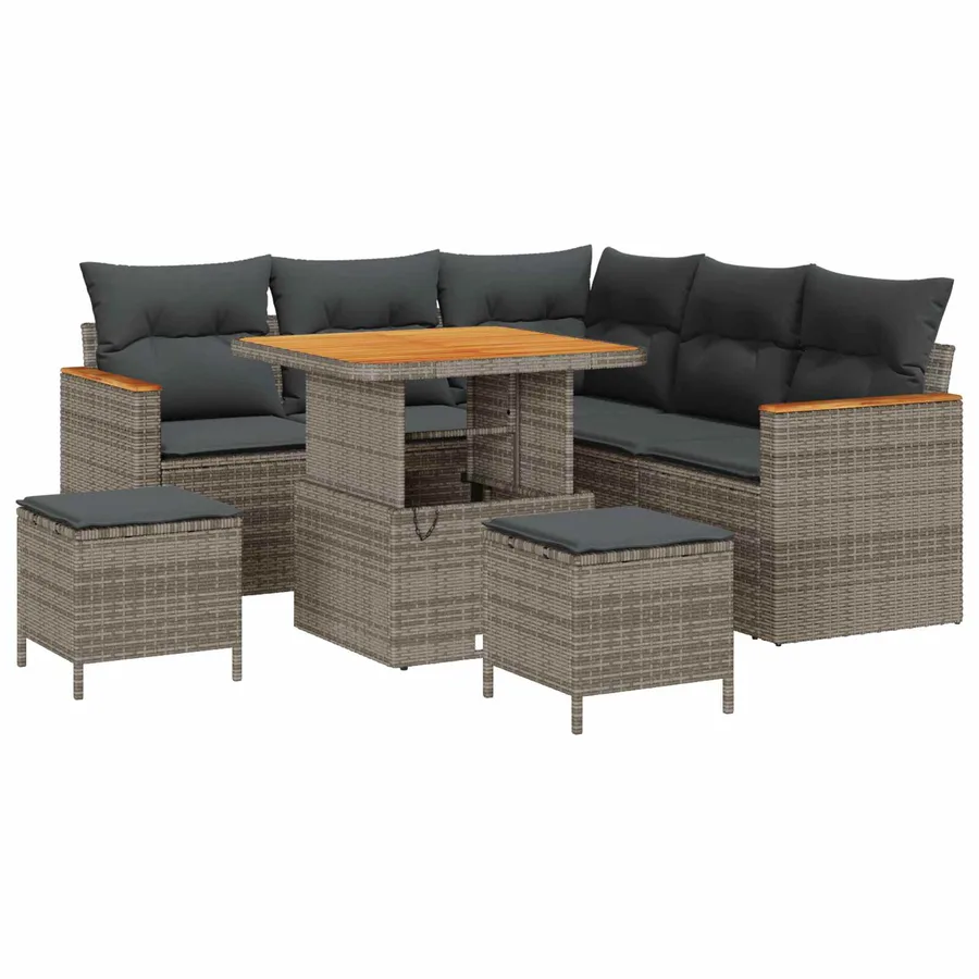 Ensemble de canapé de jardin 8 pcs Gris polyrotin - 2