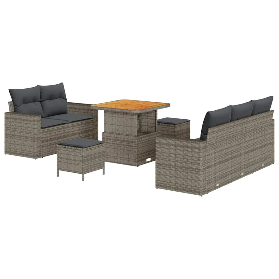 Ensemble de canapé de jardin avec coussin 8 pcs Gris - 2