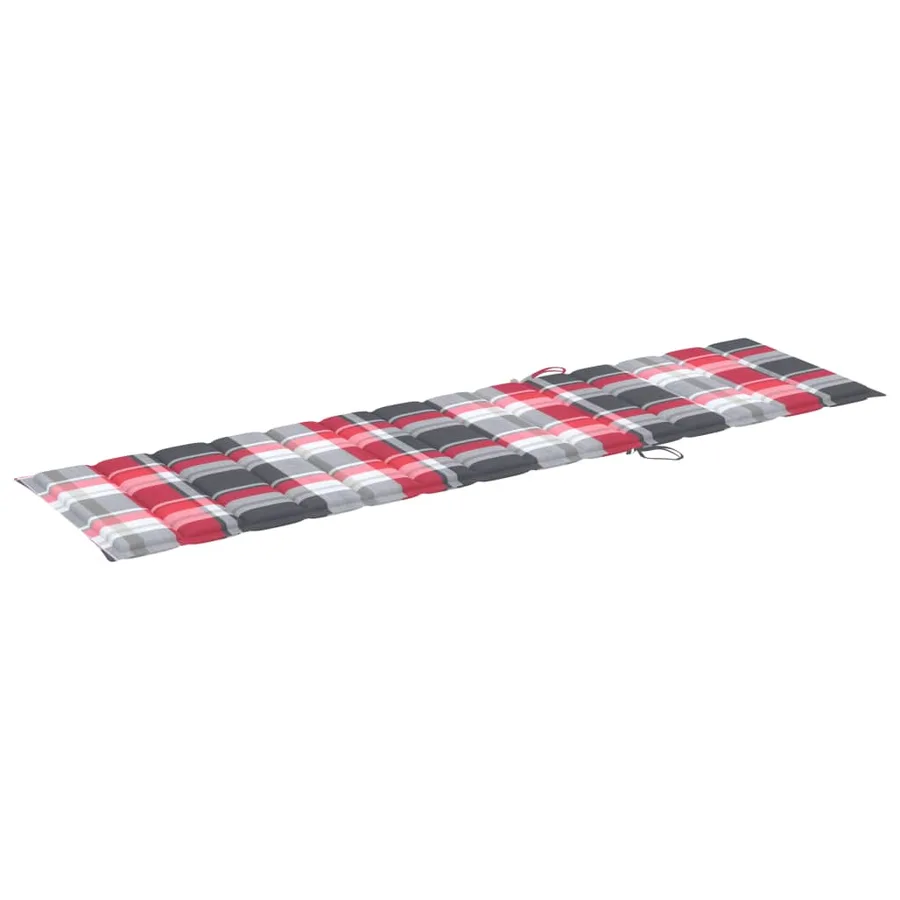 Chaises longues lot de 2 et coussin carreaux rouge Teck solide - 11