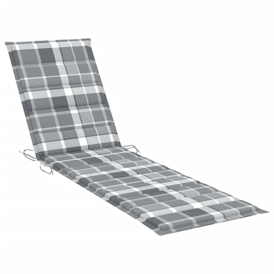 Chaises longues lot de 2 et coussin carreaux rouge Teck solide - 26