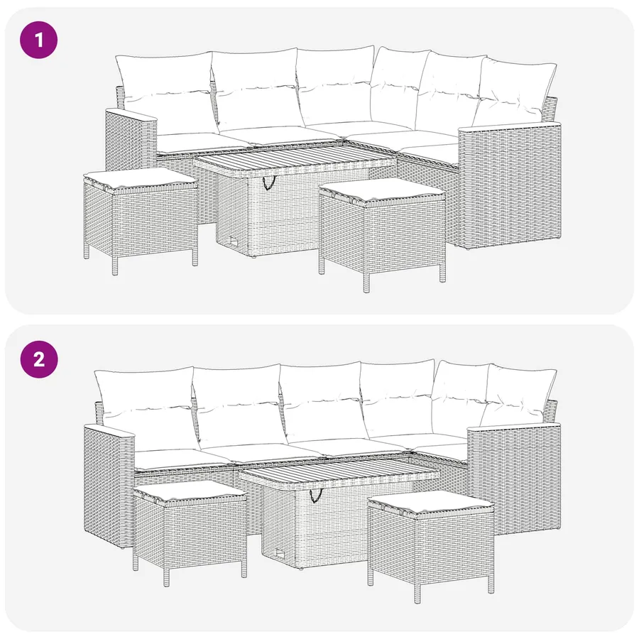 Ensemble de canapé de jardin 8 pcs Gris polyrotin - 10