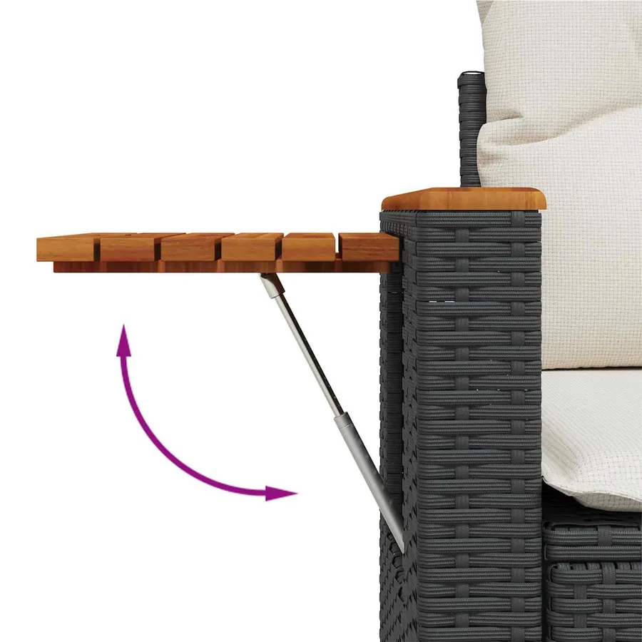 Ensemble de canapé de jardin 9 pcs Noir polyrotin - 10