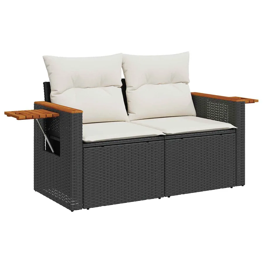 Ensemble de canapé de jardin 9 pcs Noir polyrotin - 6