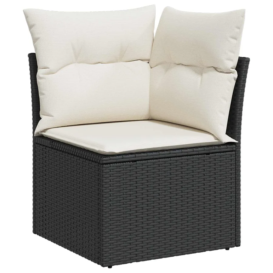 Ensemble de canapé de jardin 9 pcs Noir polyrotin - 7