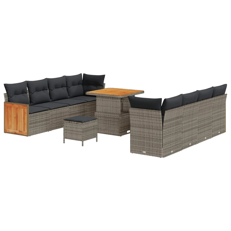 Ensemble de canapé de jardin avec coussin 11 pcs Gris - 2