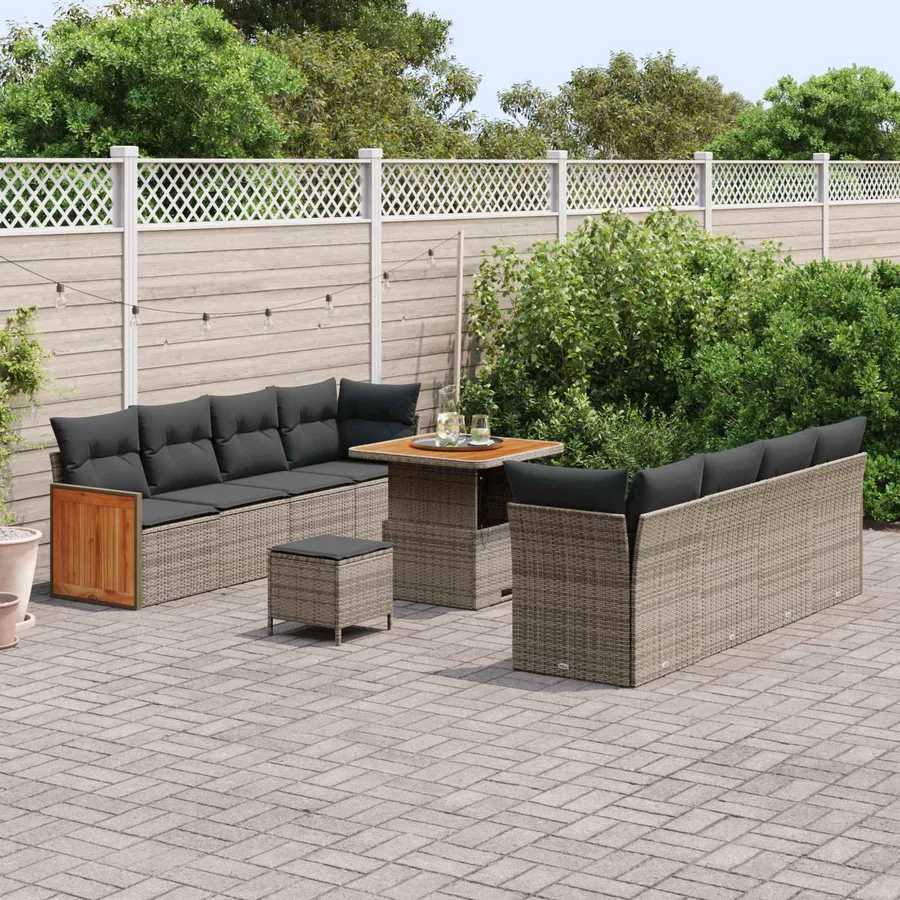 Ensemble de canapé de jardin avec coussin 11 pcs Gris - 3