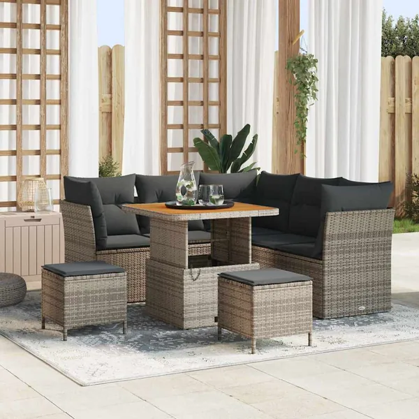 Ensemble de canapé de jardin avec coussin 8 pcs Gris