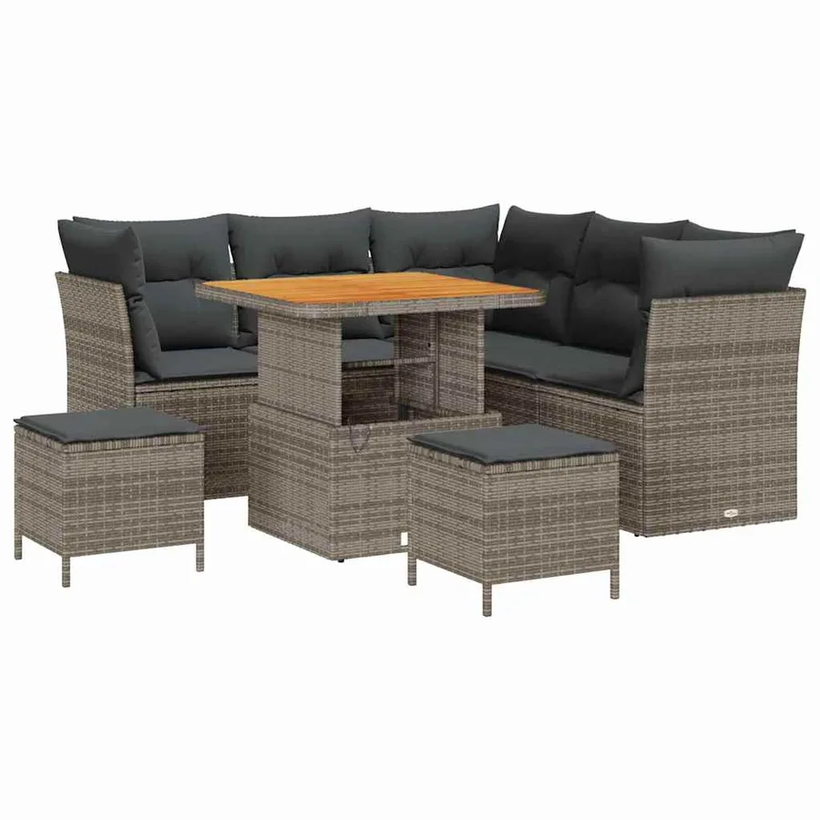 Ensemble de canapé de jardin avec coussin 8 pcs Gris - 2