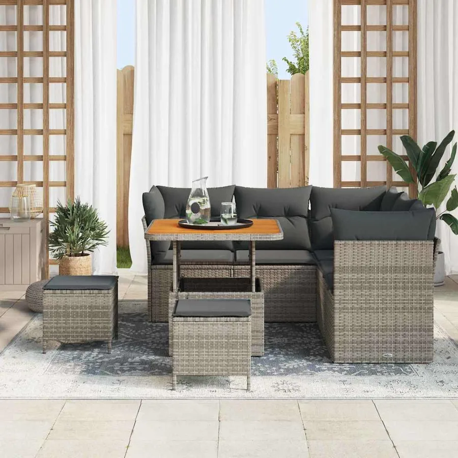 Ensemble de canapé de jardin avec coussin 8 pcs Gris - 3