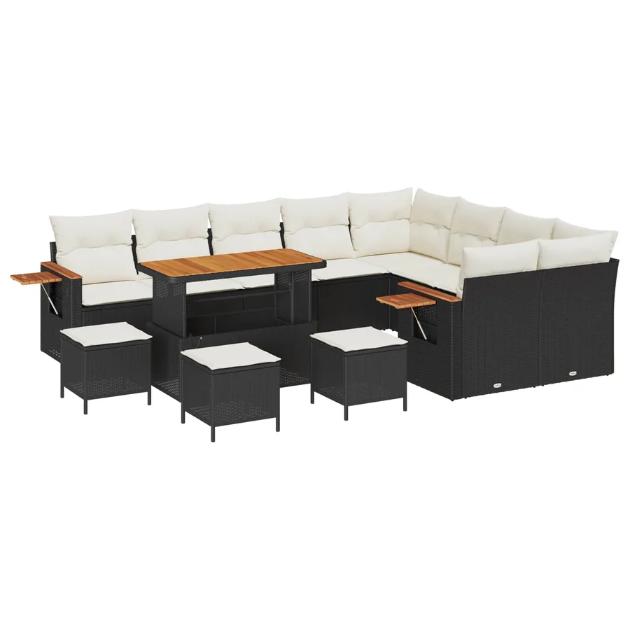 Ensemble de canapé de jardin 13 pcs Noir polyrotin - 2
