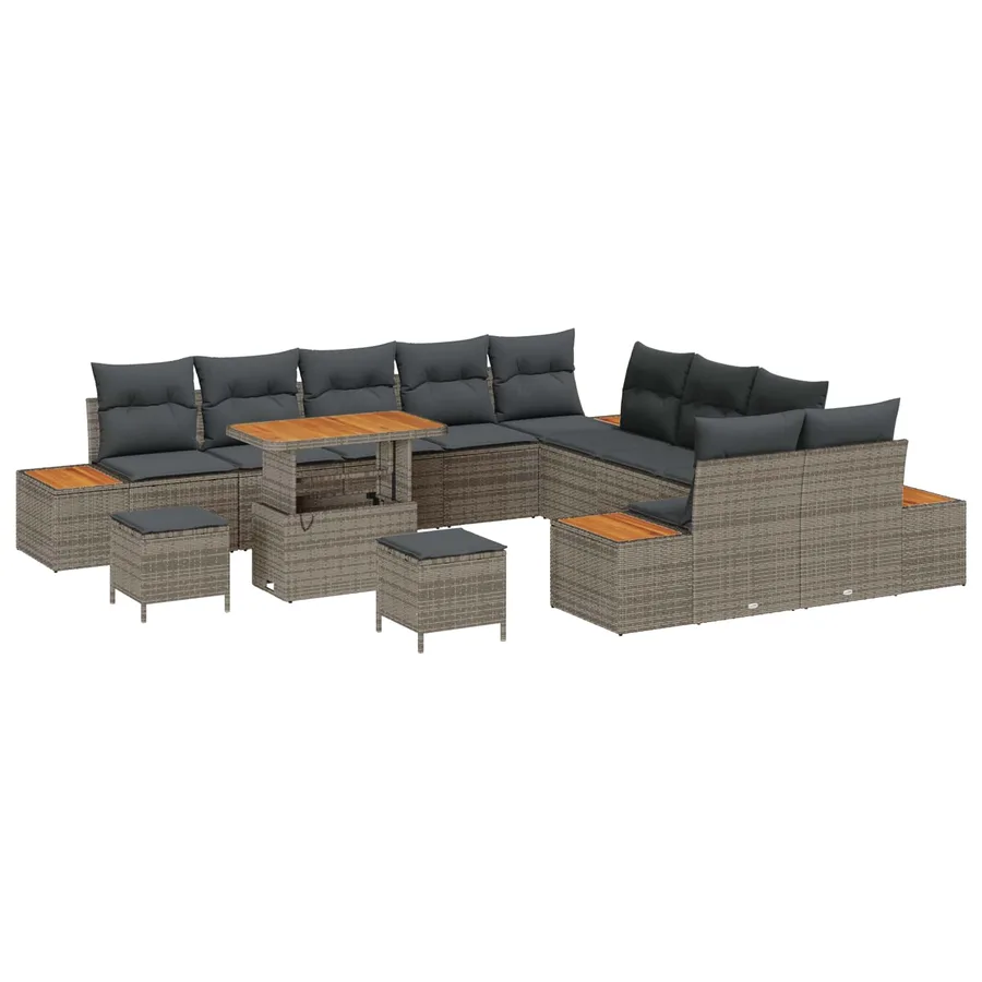 Ensemble de canapé de jardin avec coussin 13 pcs Gris - 2
