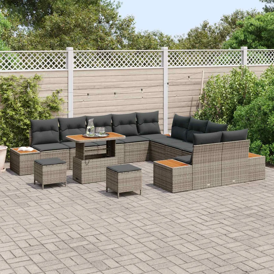 Ensemble de canapé de jardin avec coussin 13 pcs Gris - 3