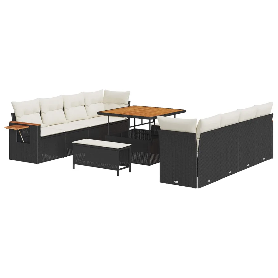 Ensemble de canapé de jardin 11 pcs Noir polyrotin - 2