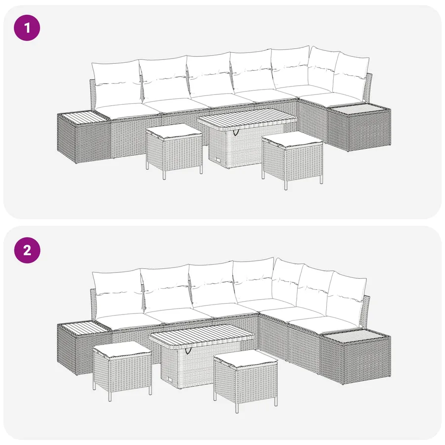 Ensemble de canapé de jardin avec coussin 9 pcs Gris - 8