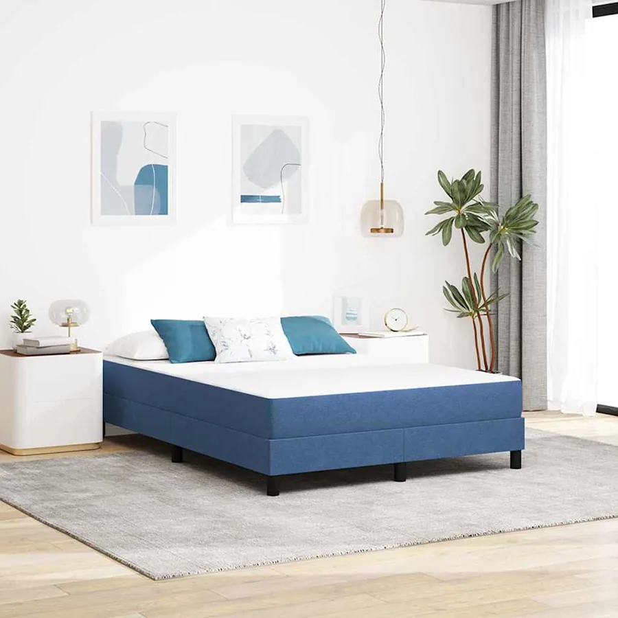 Matelas de Lit avec matelas Bleu 140 x 190 cm tissu