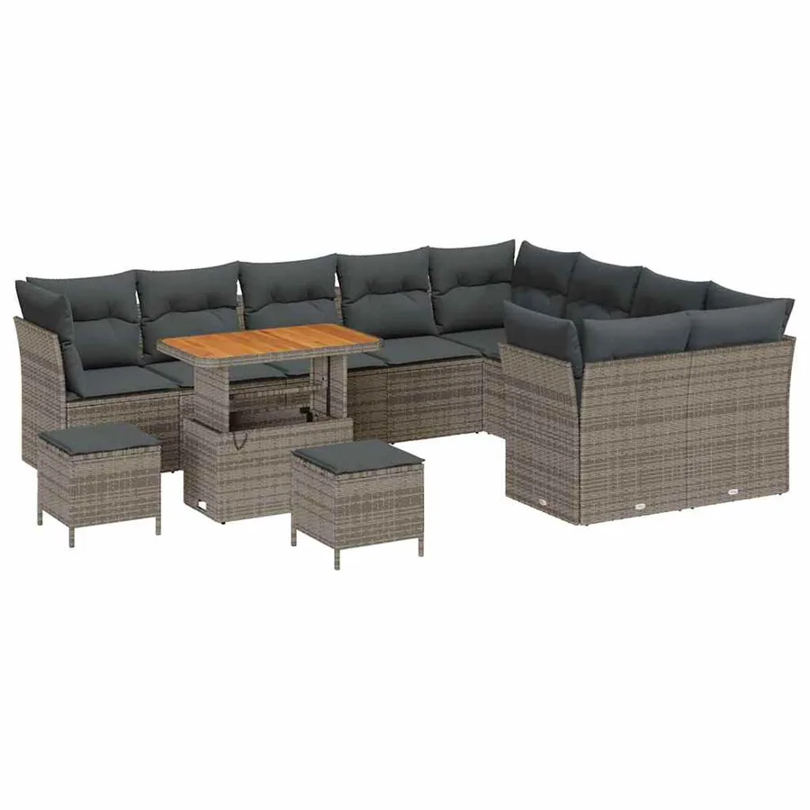 Ensemble de canapé de jardin avec coussin 12 pcs Gris - 2