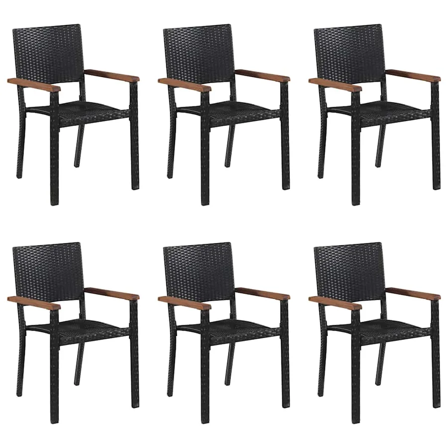 Ensemble à manger de jardin 7 pcs Résine tressée Noir - 3
