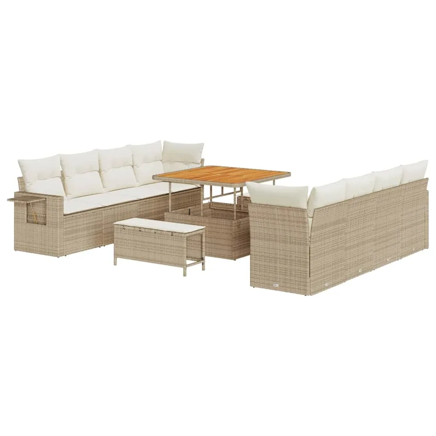 Ensemble de canapé de jardin 11 pcs Beige Poly rotin - 2