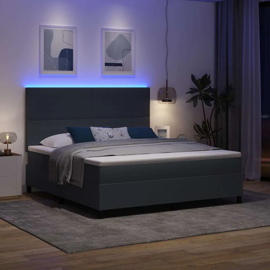 Lit à ressort LED Gris foncé et blanc 180 x 200 cm - 5