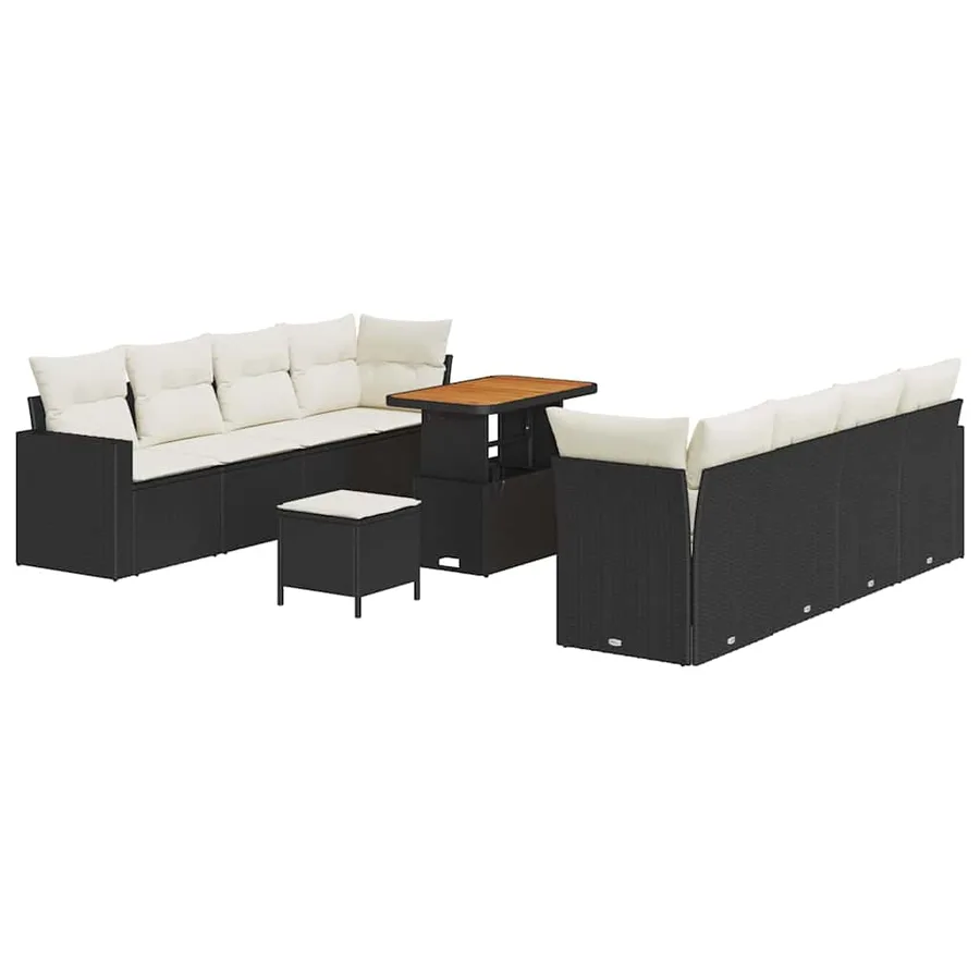 Ensemble de canapé de jardin 11 pcs Noir polyrotin - 2