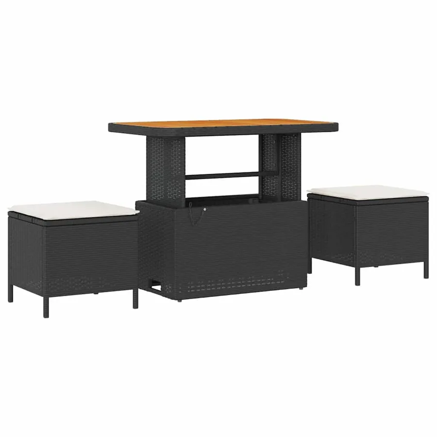 Ensemble de canapé de jardin 9 pcs Noir polyrotin - 4