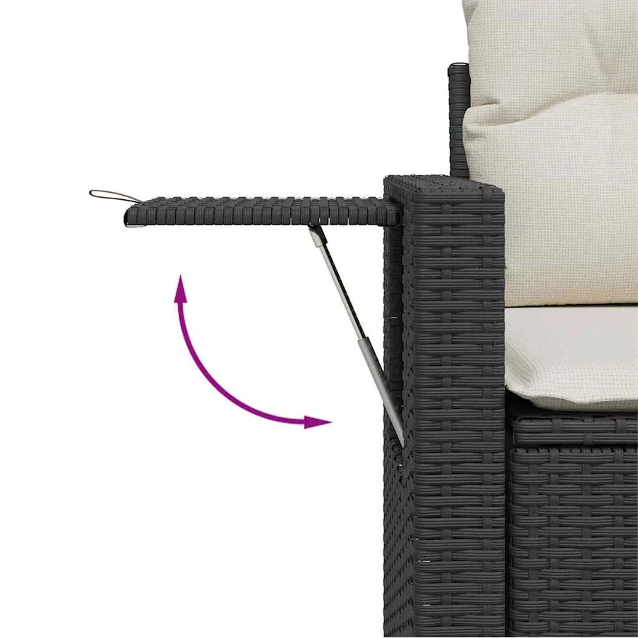 Ensemble de canapé de jardin 10 pcs Noir polyrotin - 9