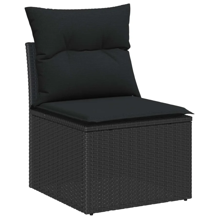 Ensemble de canapé de jardin 8 pcs Noir polyrotin - 5