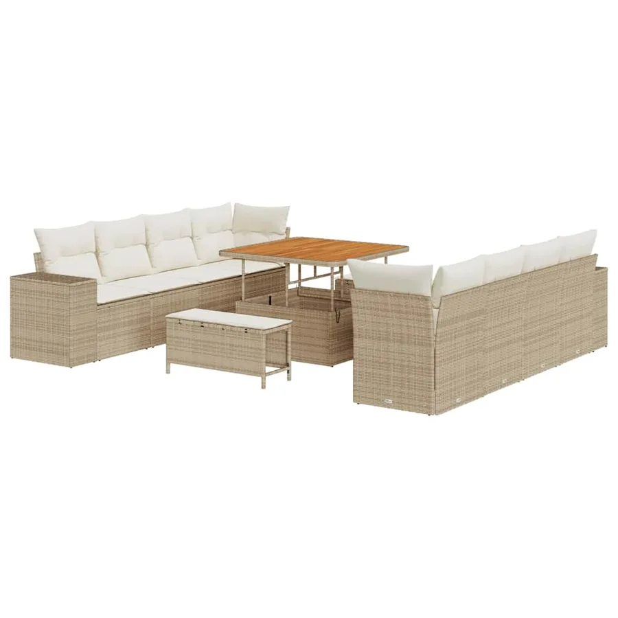 Ensemble de canapé de jardin 11 pcs Beige polyrotin - 2