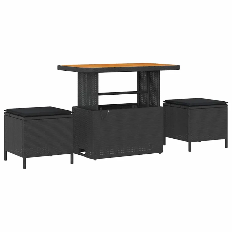 Ensemble de canapé de jardin avec coussin 10 pcs Noir polyrotin - 4